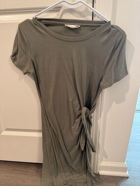 Pink Rose Olive Side-Tie Short Sleeve Tunic